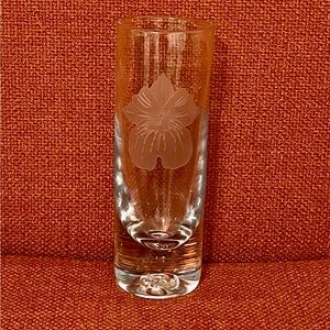Handmade Glass Cylinder Vase Flower Etching Signed